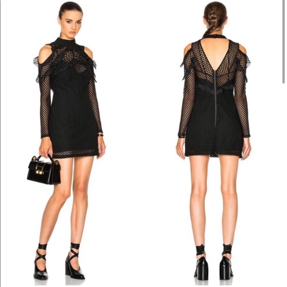 Self Portrait Purl Knit Combi Dress Black